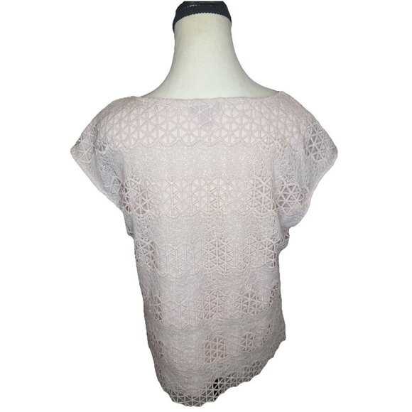 Vince Camuto Women’s Pink Sleeveless Shell w/ Lace-Style Overlay Sz M Business - Picture 5 of 9